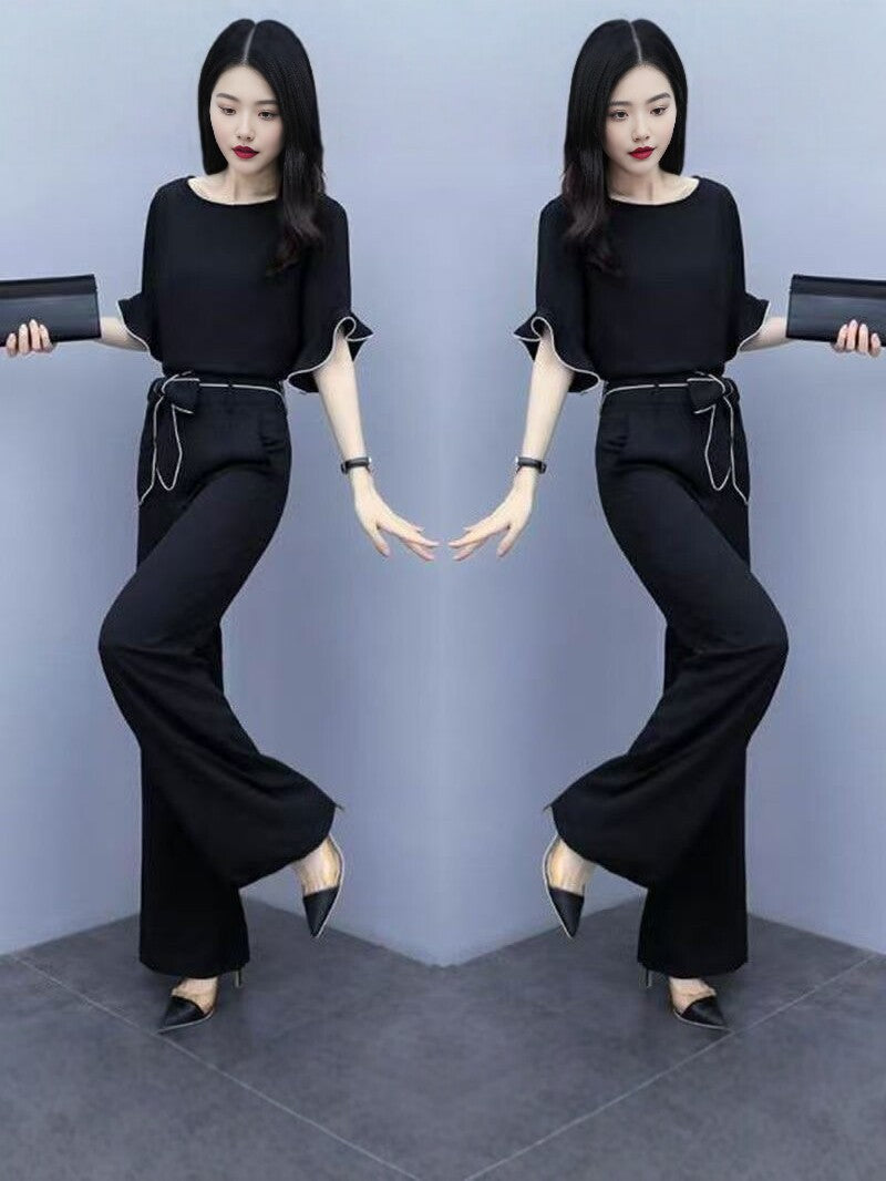 Women's High Waist Wide Leg Pants Two-Piece Set