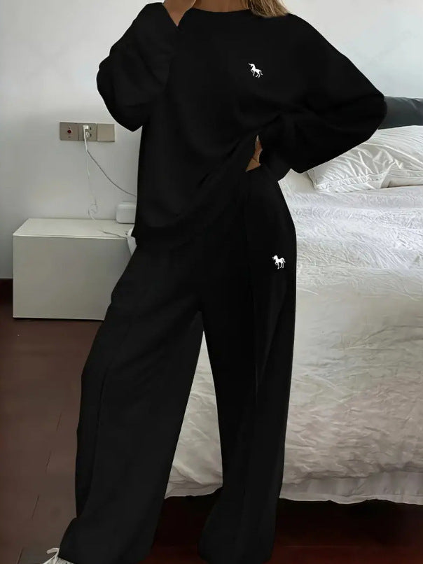 Women's Loose Sweatshirt and Sweatpants Two-Piece Set