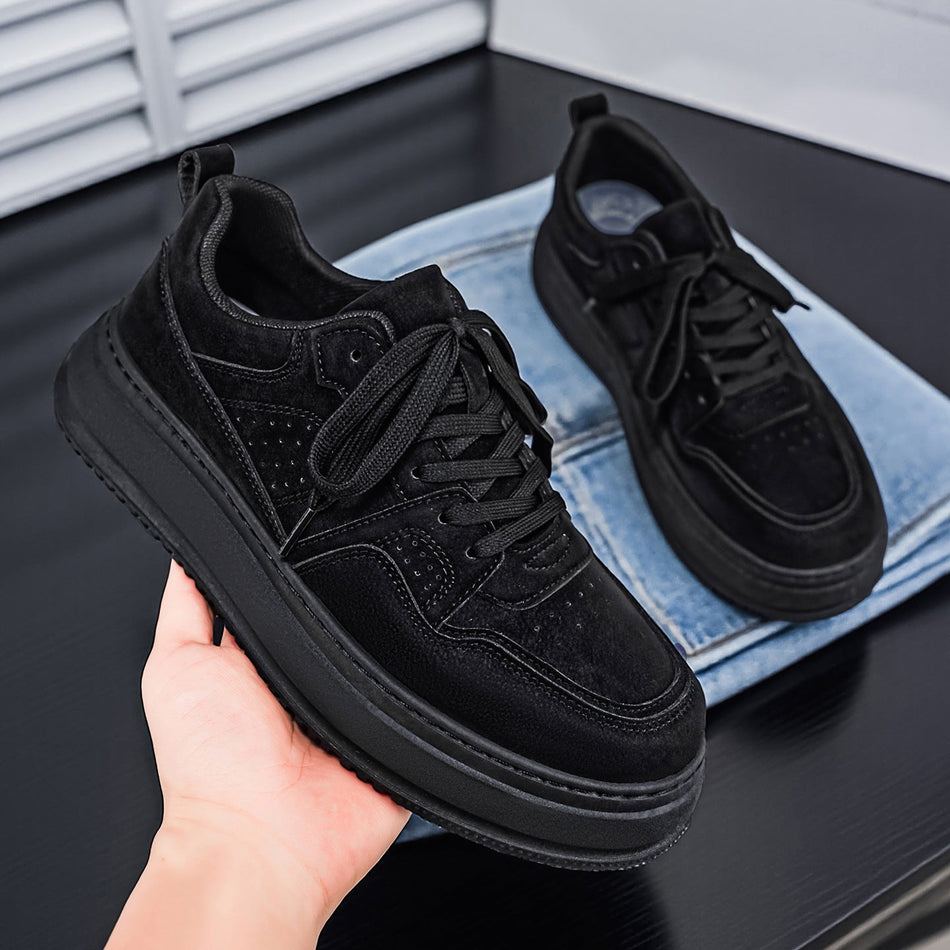 Men's Casual Leather Sports Sneakers with Non-Slip Sole