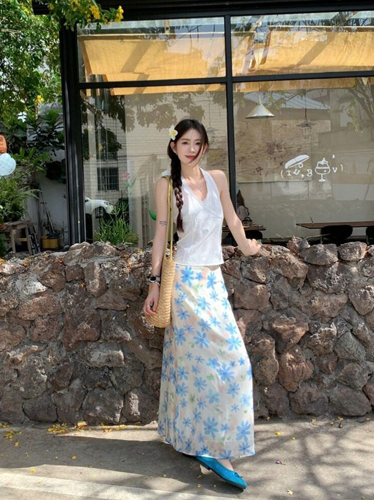 Women's Halter Neck Top and Floral Skirt