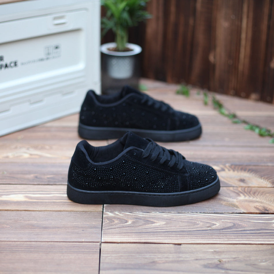 Men's Rhinestone Red Sole Casual Board Sneakers