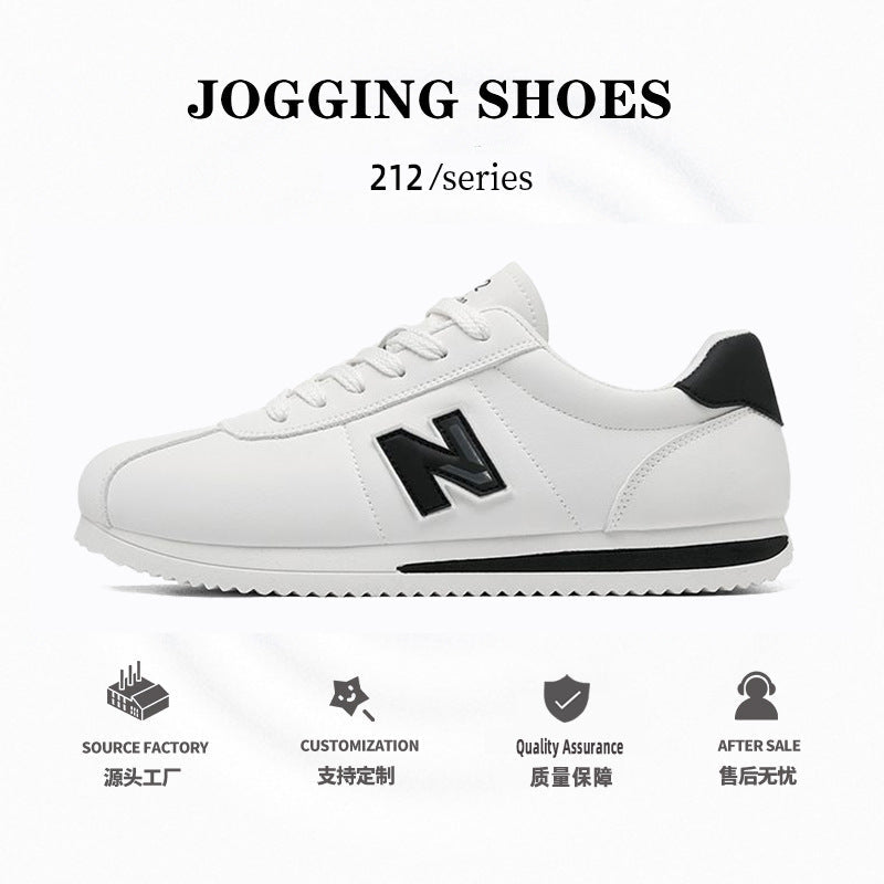 Retro Leather Running Sneakers for Men Non-Slip White Shoes