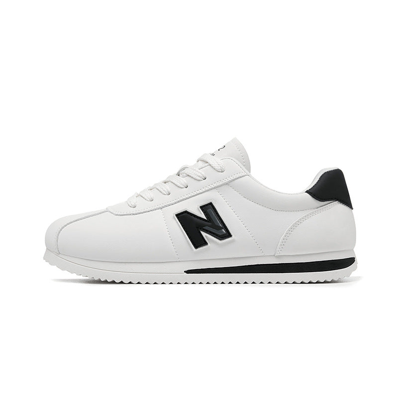 Retro Leather Running Sneakers for Men Non-Slip White Shoes