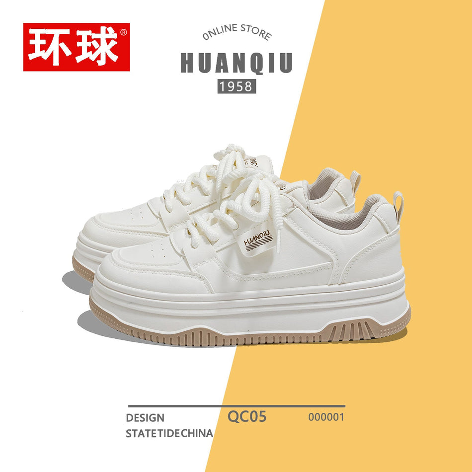 Women's Burgundy Platform Casual Sneakers with Lace-Up Design