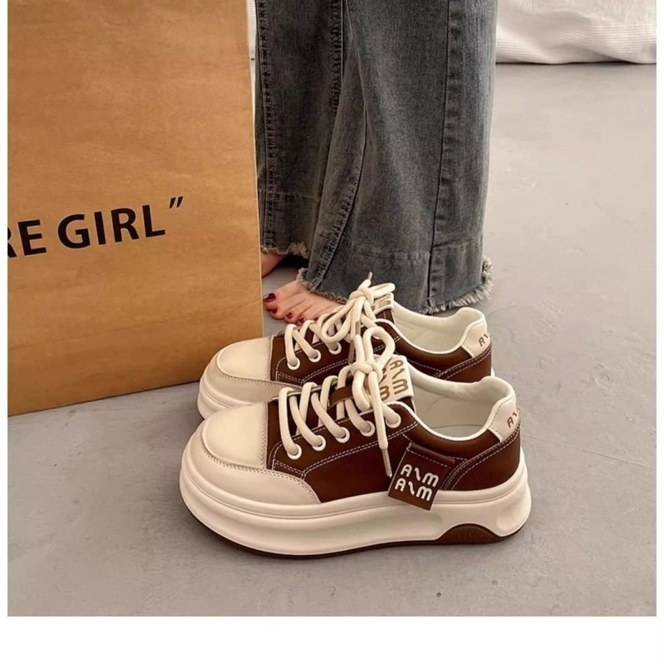 Women's Thick Sole Casual Sneakers with Soft Microfiber Upper
