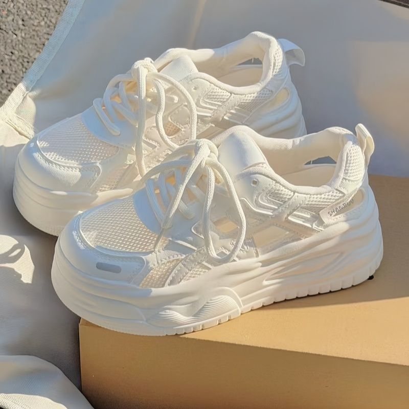 Unisex Breathable White Mesh Casual Sneakers with EVA Comfort
