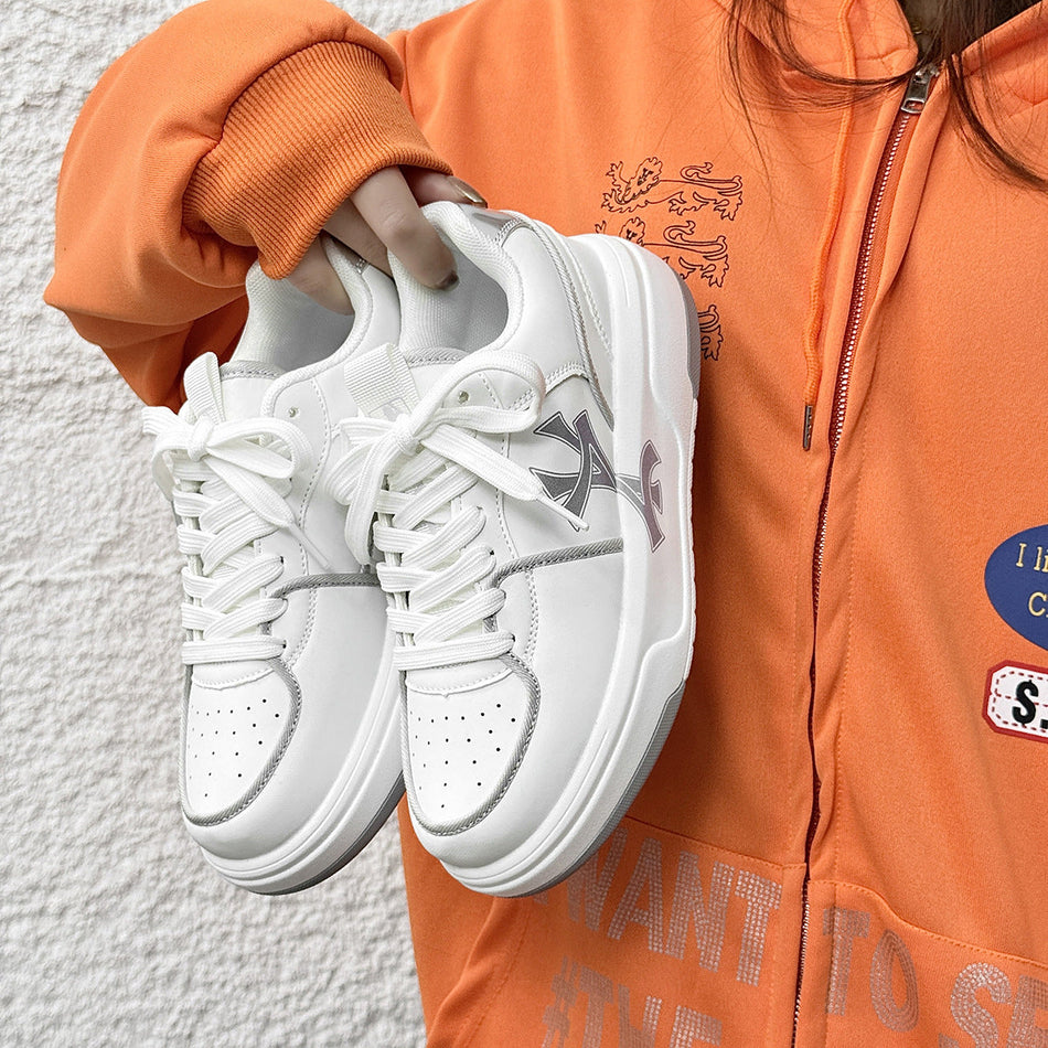 Women's Platform Casual Sneakers with Thick Sole and Lace-Up Fit