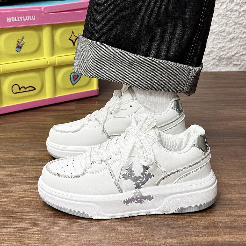 Women's Platform Casual Sneakers with Thick Sole and Lace-Up Fit