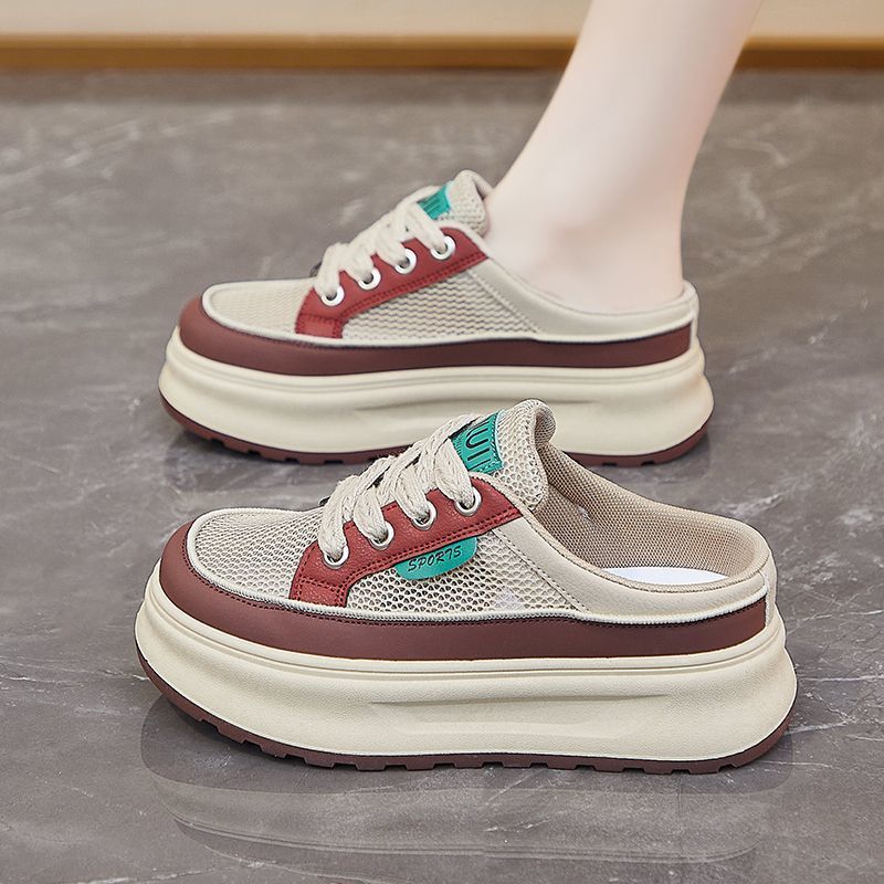 Women's Breathable Mesh Platform Sneakers with Lace-Up Design