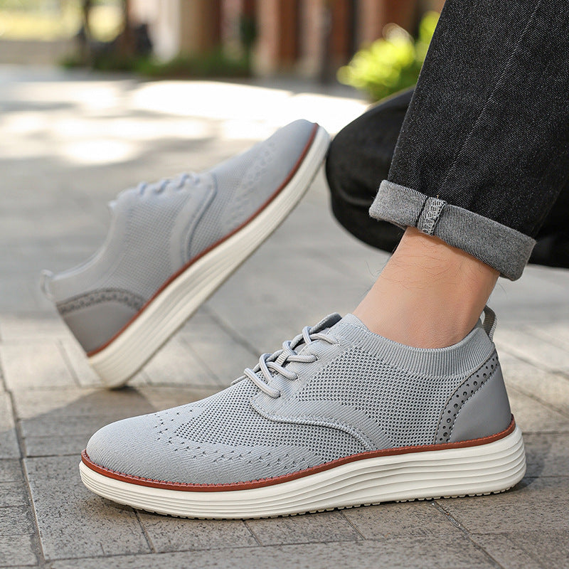 Lightweight Fly Knit Loafers for Men Breathable Lace-Up Casual