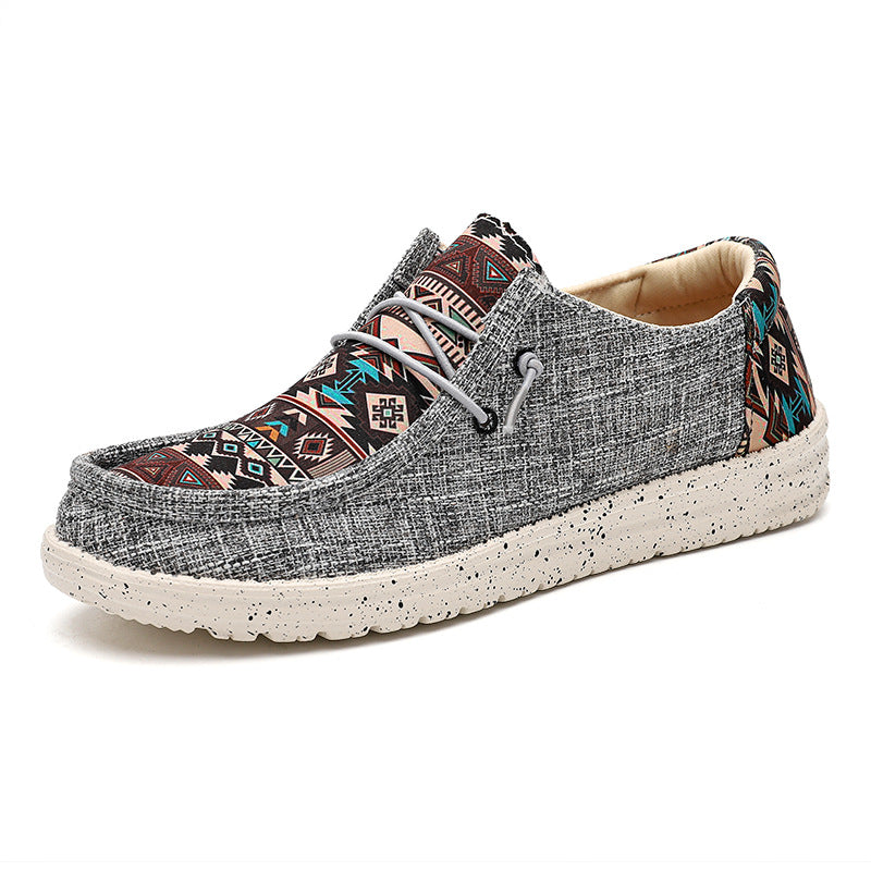 Bohemian Canvas Loafers for Men Lightweight Casual Shoes