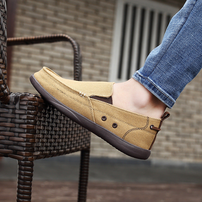 Breathable Canvas Loafers for Men Casual Slip-On Cloth Shoes