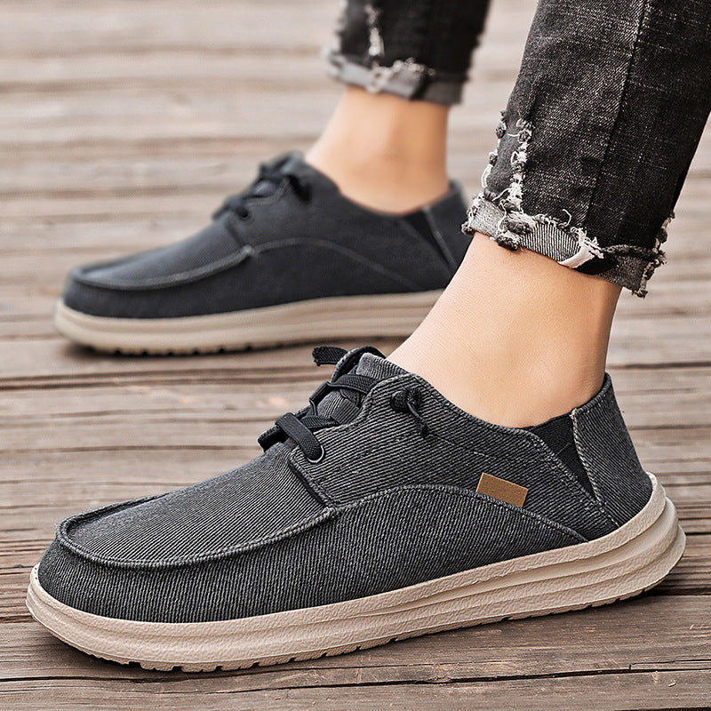 Lace-Up Canvas Shoes for Men Breathable Casual Flat Loafers