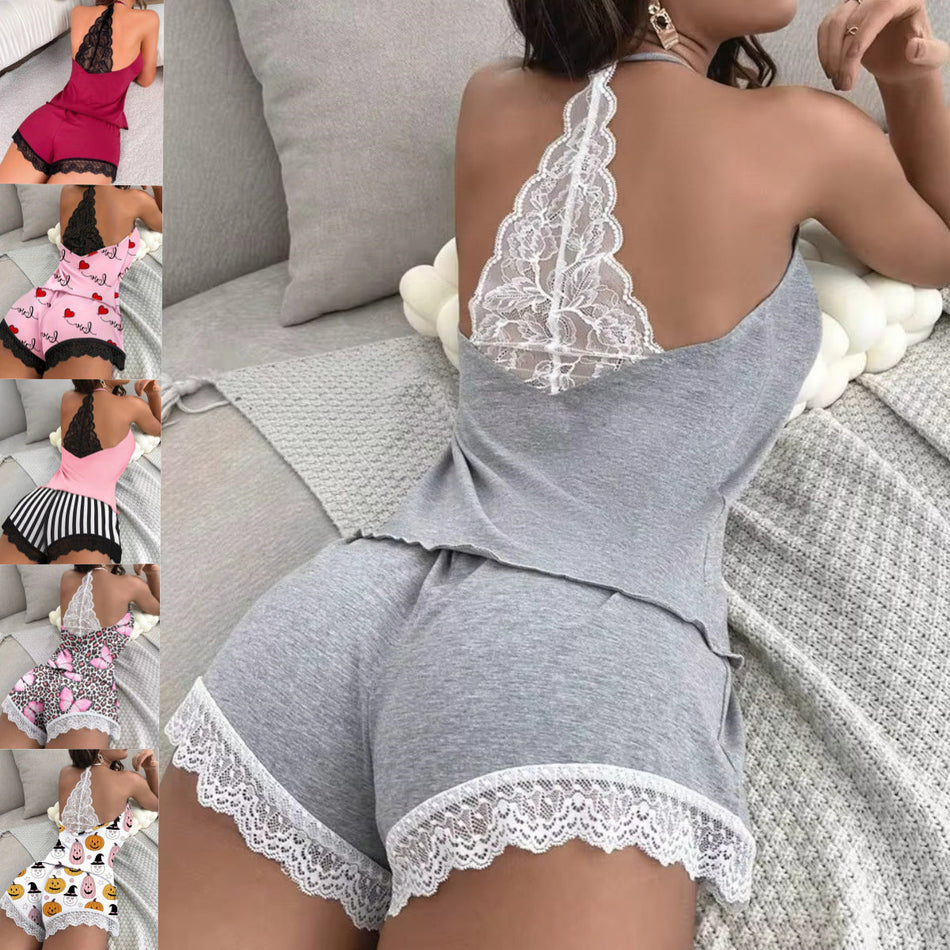 Women's Milk Silk Sleeveless Pajama Shorts Homewear Set