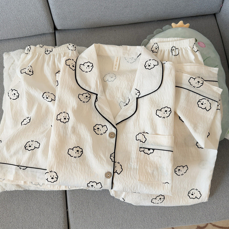 Women's Cloud Cotton Gauze Cartoon Pajama Three Piece Set