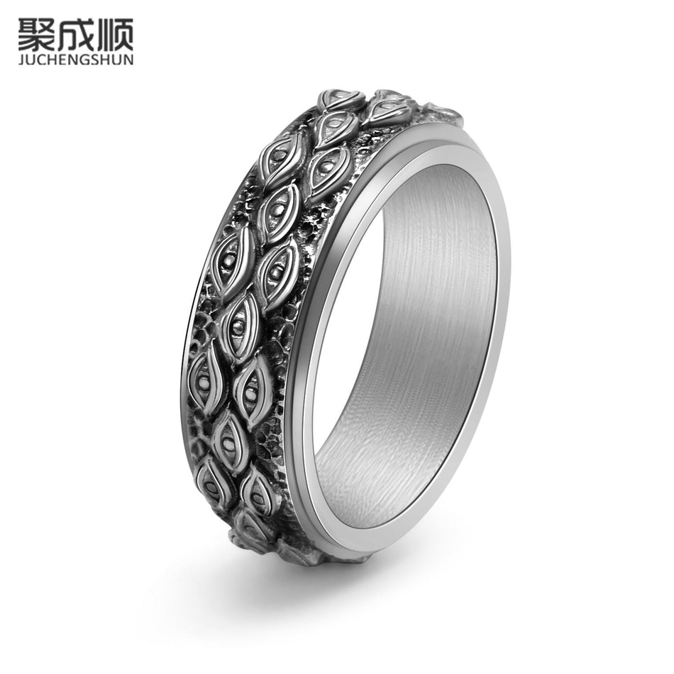 Retro God's Eye Rotatable Ring Stainless Steel Men's Jewelry