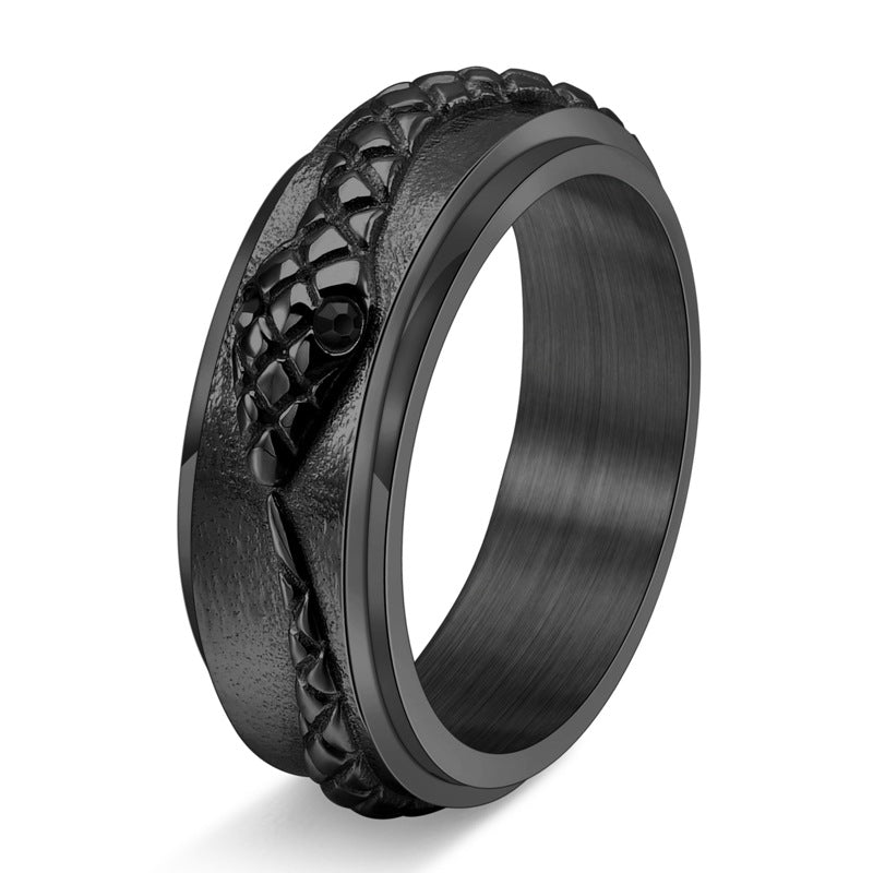 Creative Snake Ring for Men Titanium Steel Rotatable Jewelry