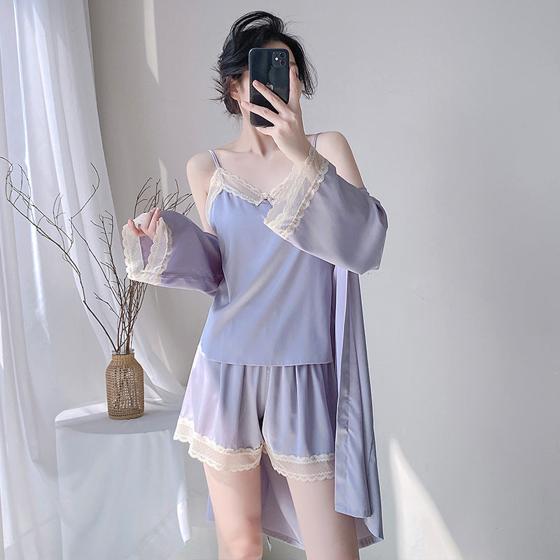Women's Lace Camisole and Shorts Pajama Set