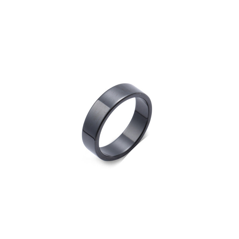 Men's Black White Ceramic Ring Minimalist Fashion Jewelry