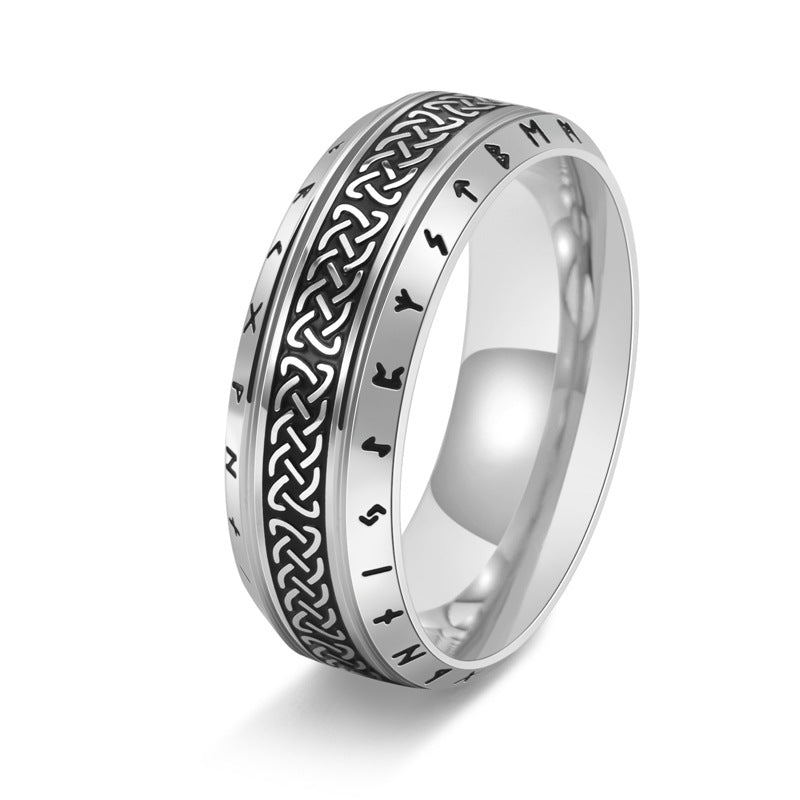 Nordic Celtic Knot Titanium Steel Ring Vintage Gold Jewelry