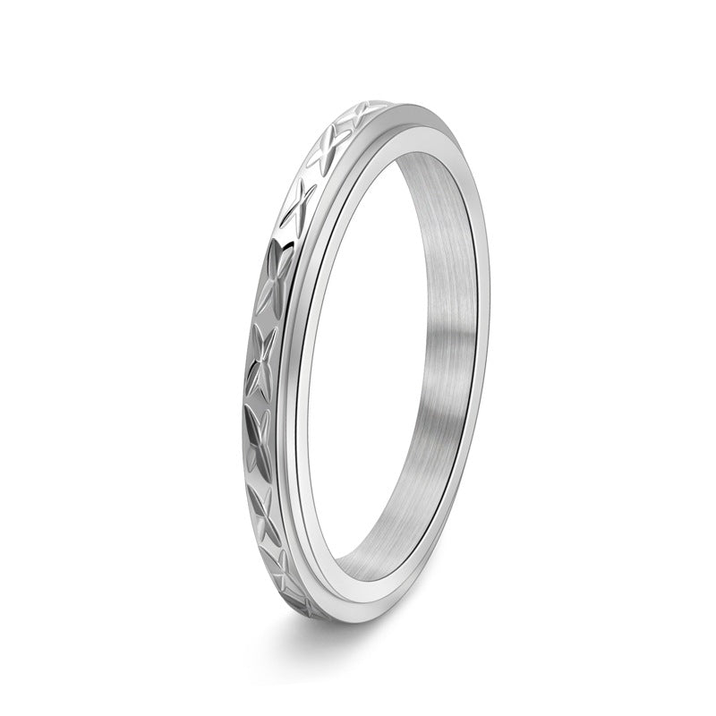 Flower Diamond Lattice Rotatable Ring Unisex Niche Jewelry