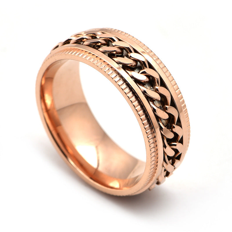 Gear Chain Rotatable Ring Titanium Steel Men's Jewelry