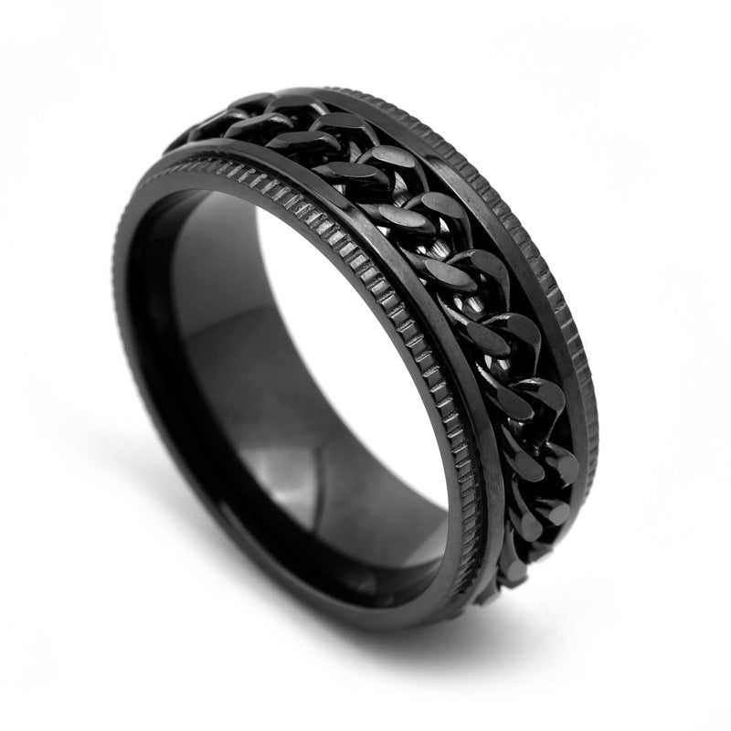 Gear Chain Rotatable Ring Titanium Steel Men's Jewelry