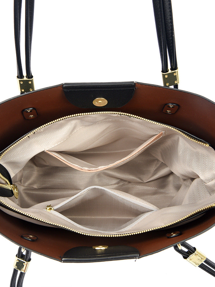 Women's PU Leather Large Capacity Retro Tote Handbag