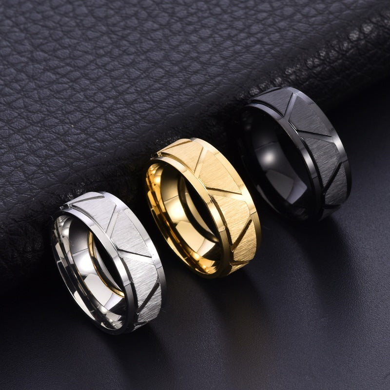 8MM Black Titanium Steel Ring Men's Fashion Jewelry