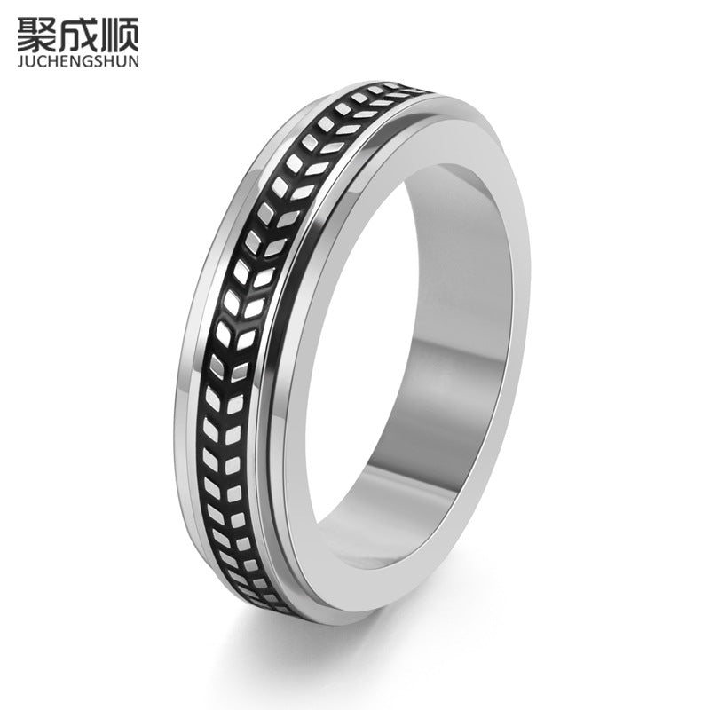 Olive Leaf Rotatable Ring Stainless Steel Unisex Jewelry