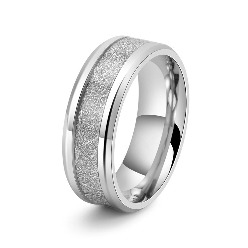 Titanium Steel Carbon Fiber Ring Men's Matte Silver Jewelry