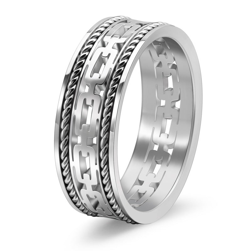 Double Wire Rope Cuban Titanium Steel Ring Unisex Jewelry