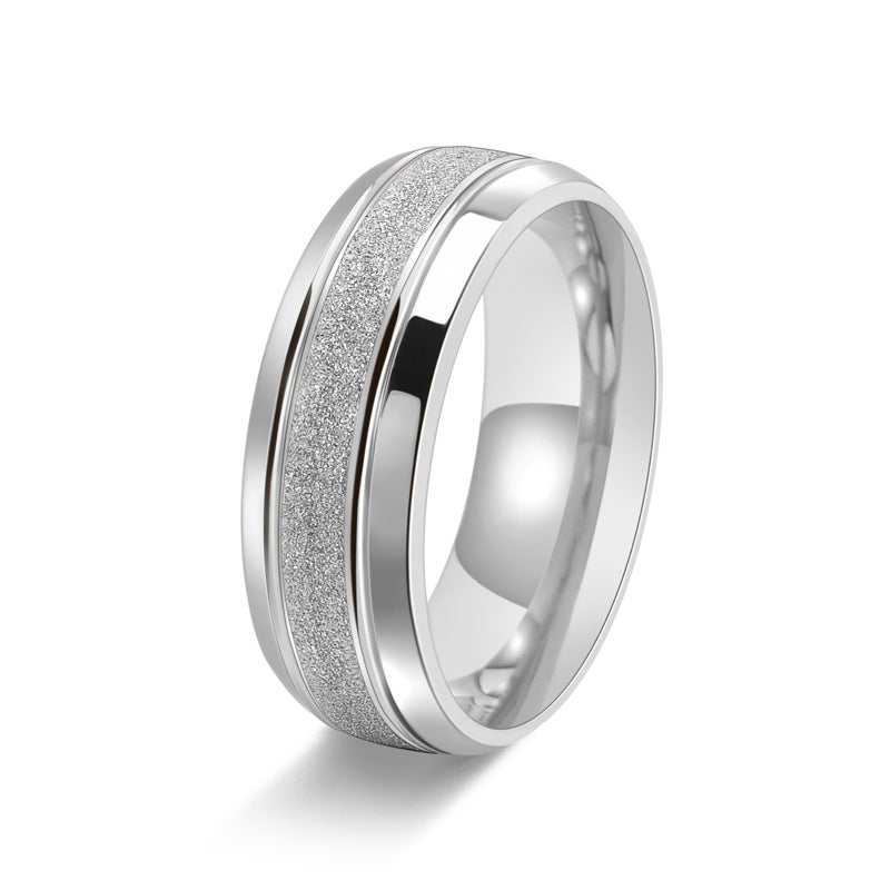 8MM Matte Titanium Steel Ring 18K Gold Tone Unisex Jewelry