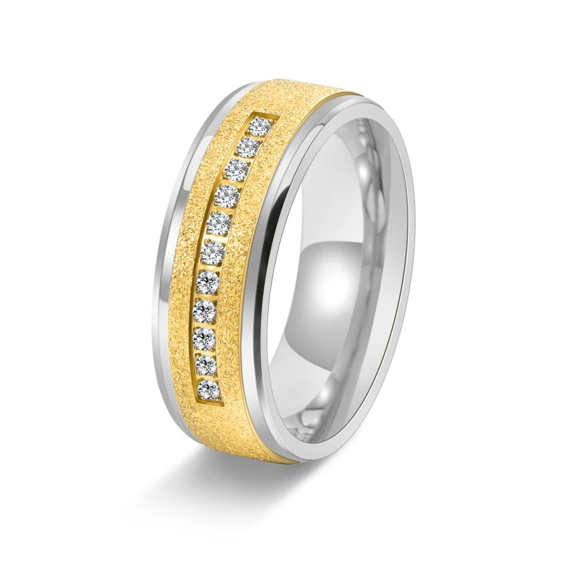 8MM Titanium Steel Matte Gold Ring Men's Fashion Jewelry