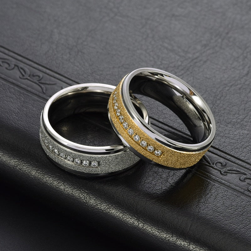 8MM Titanium Steel Matte Gold Ring Men's Fashion Jewelry