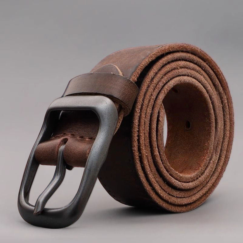 Men's Genuine Leather Pin Buckle Belt Classic Casual Waist Belt
