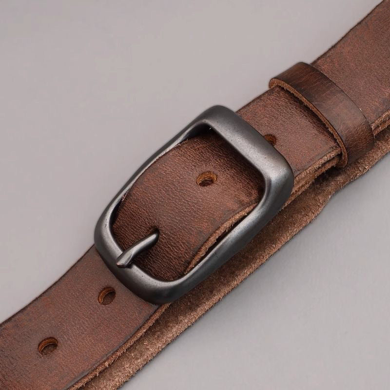 Men's Genuine Leather Pin Buckle Belt Classic Casual Waist Belt