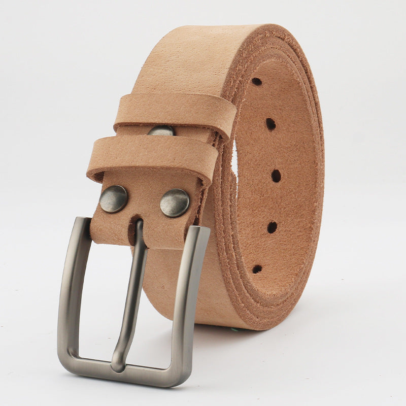 Men's Full-Grain Cowhide Leather Belt Classic Casual Waist Belt