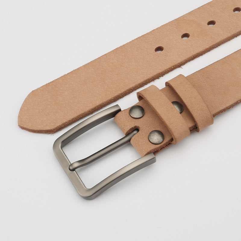 Men's Full-Grain Cowhide Leather Belt Classic Casual Waist Belt