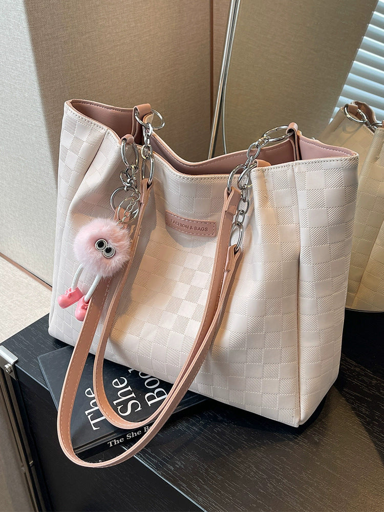 Women's Large Capacity PU Leather Shoulder Tote Bag with Zipper
