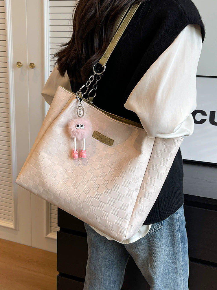 Women's Large Capacity PU Leather Shoulder Tote Bag with Zipper