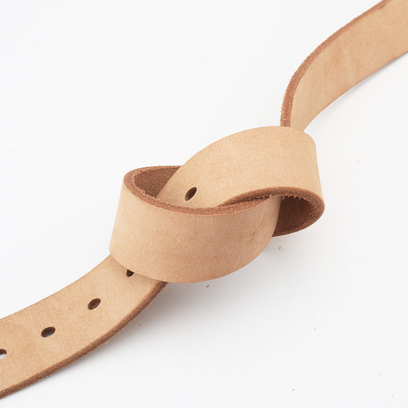 Men's Top Grain Cowhide Leather Pin Buckle Handmade Belt