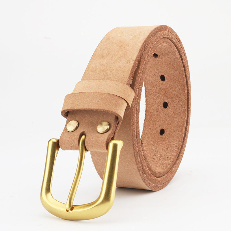 Men's Top Grain Cowhide Leather Pin Buckle Jeans Belt