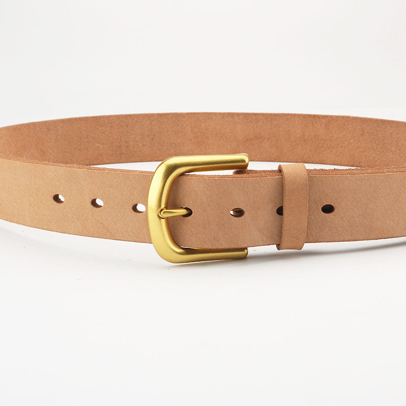 Men's Top Grain Cowhide Leather Pin Buckle Jeans Belt