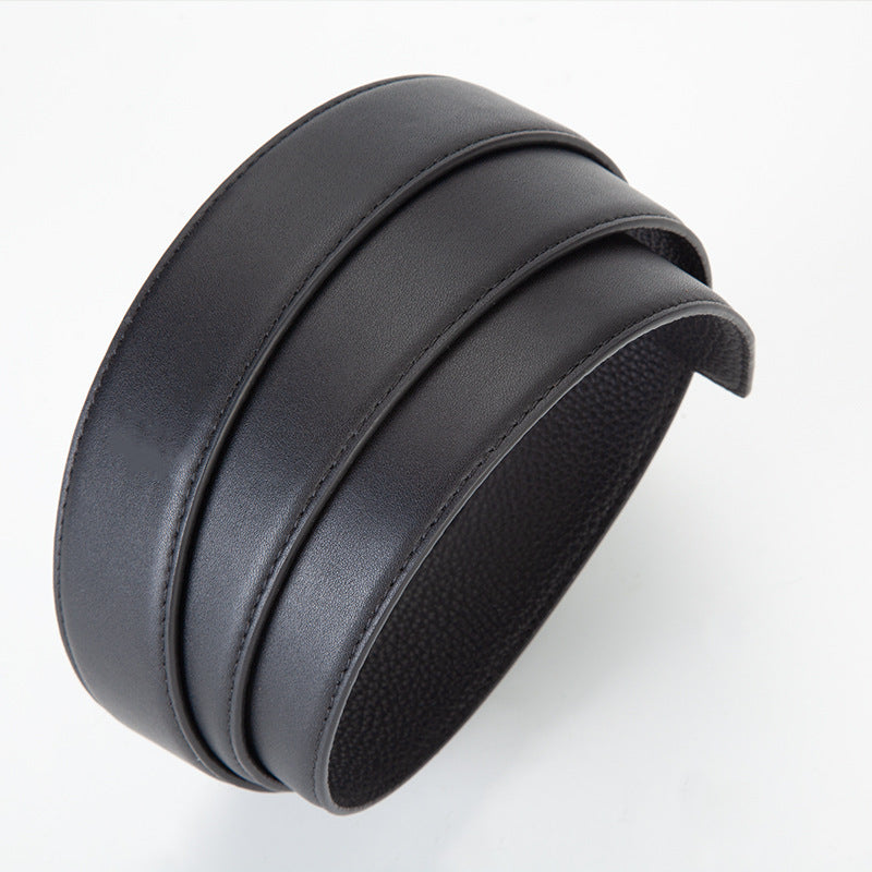 Men's Genuine Cowhide Leather Automatic Buckle Formal Belt