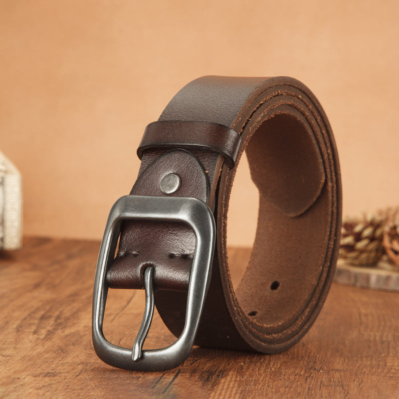 Men's Genuine Cowhide Leather Japanese Buckle Casual Jeans Belt
