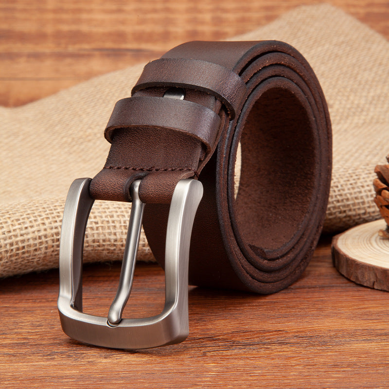 Men's Genuine Cowhide Leather Vintage Casual Jeans Belt