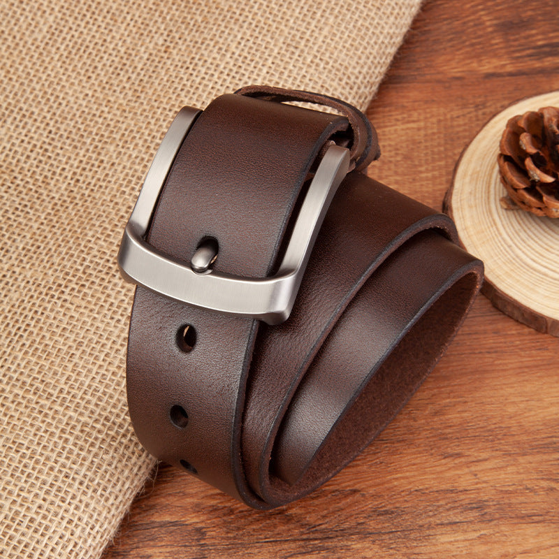 Men's Genuine Cowhide Leather Vintage Casual Jeans Belt