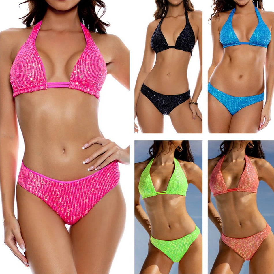 Women's Sequin Bikini Set with Sparkling Two-Piece Swimsuit