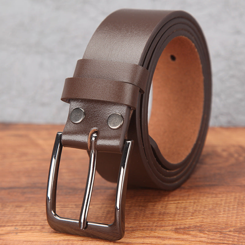 Men's Genuine Cowhide Leather Pin Buckle Casual Belt